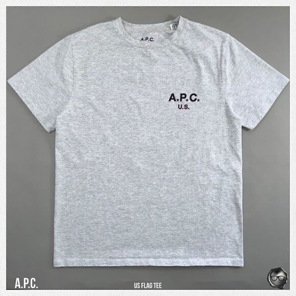 A.P.C. U.S. FLAG TEE IN GREY MELANGE 2018 U.S. CAPSULE COLLECTION NWT - Picture 1 of 12